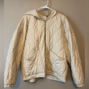 Wild Fable Target Cream/White Quilted Hooded Coat